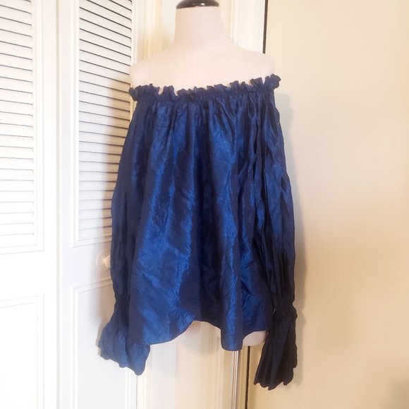 Iridescent Anna Konya Teal Peasant Blouse Medieval - Picture 3 of 7